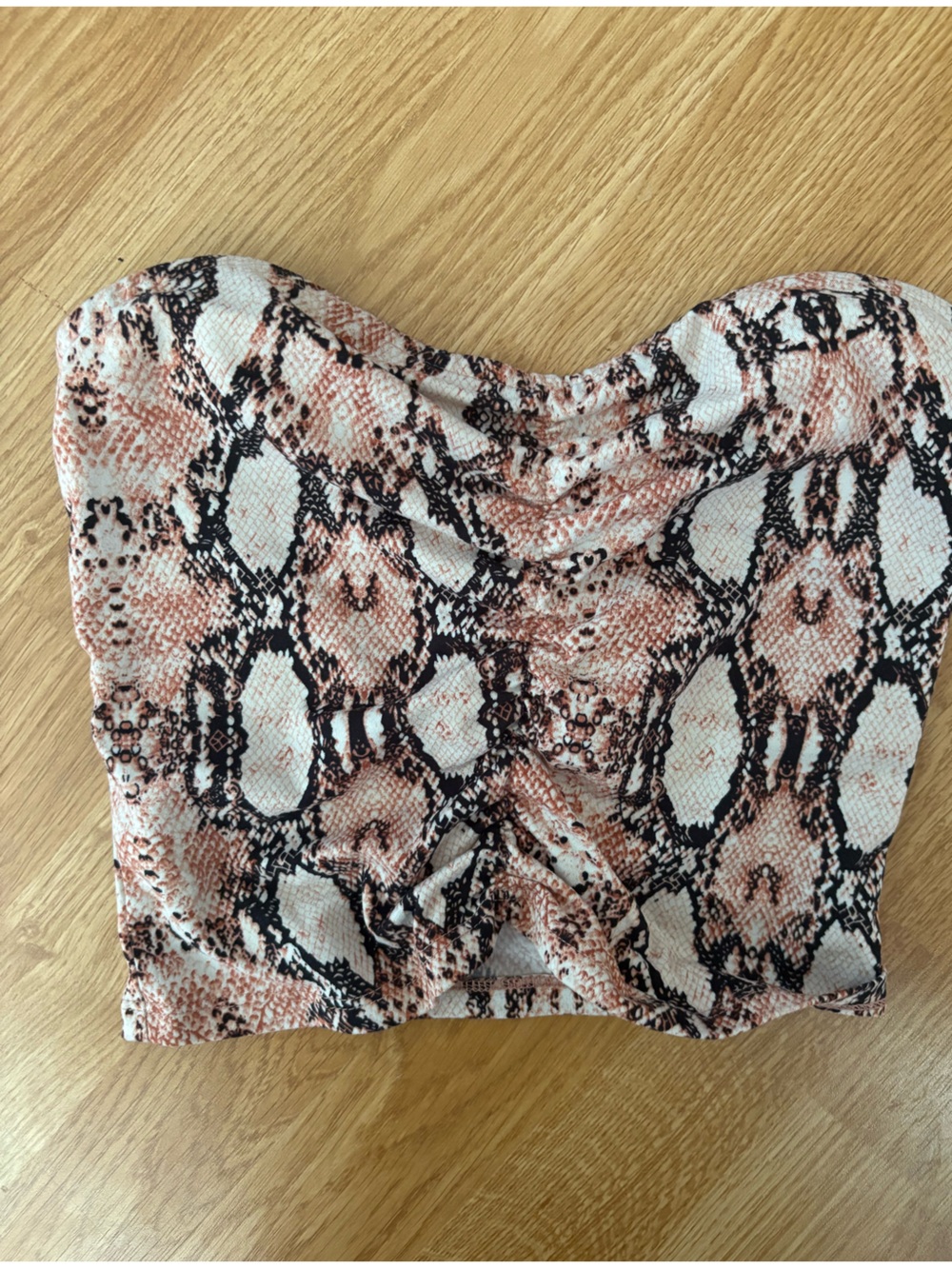 Candies Snake Skin Print Tube Top in Blush Pink and Black Ruching XS